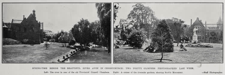 Spring- Time Beside The Beautiful River Avon In Christchurch: Two Pretty Glimpses Photographed Last Week, 1928