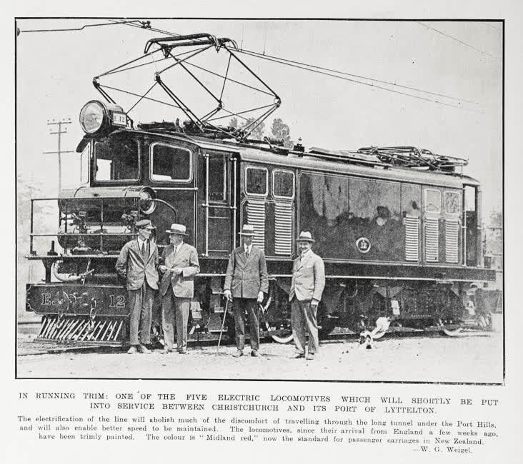 In running trim: one of the five electric locomotives which will shortly be put into service between Christchurch and its port of Lyttelton, 1929