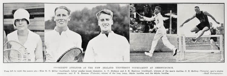 Prominent athletes at the New Zealand university tournament at Christchurch, 1929