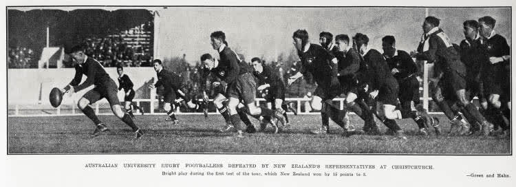 Australian University rugby footballers defeated by New Zealand's representatives at Christchurch, 1929