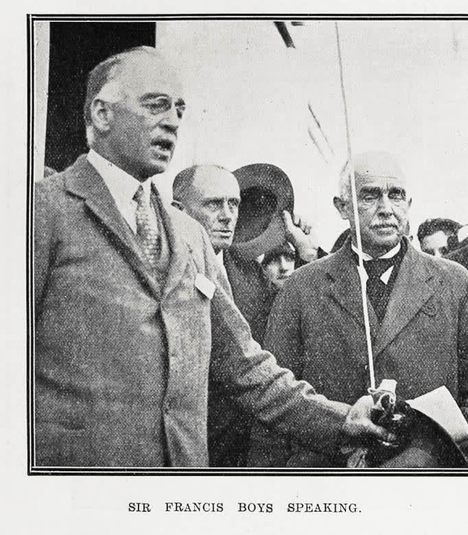 Sir Francis Boys speaking at Sockburn Aerodrome, 1929
