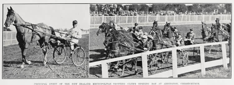Principal event of the New Zealand Metropolitan Trotting Club's opening day at Addington, Christchurch, 1929