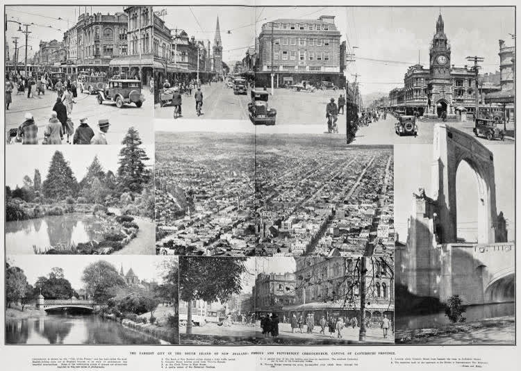 The largest city in the South Island of New Zealand: prosperous and picturesque Christchurch, capital of Canterbury Province, 1929
