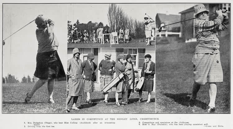 Ladies in competition at the Shirley Links. Christchurch, 1929