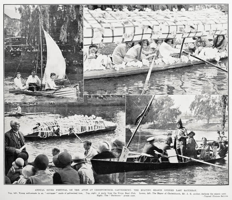 Annual river festival on the Avon at Christchurch, Canterbury: the boating season opened last Saturday, 1929
