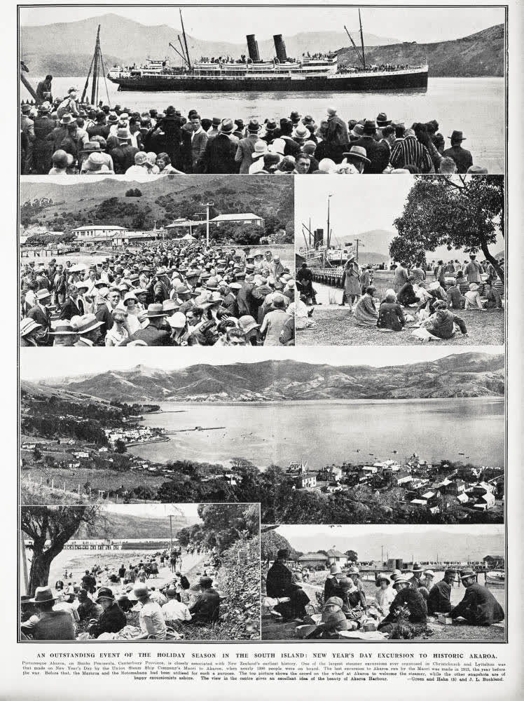 New Year's Day excursion to historic Akaroa, 1930