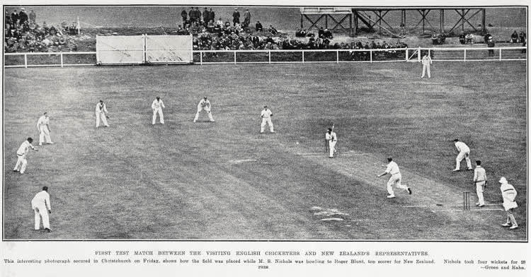 First test match between the visiting English cricketers and New Zealand's representatives, 1930
