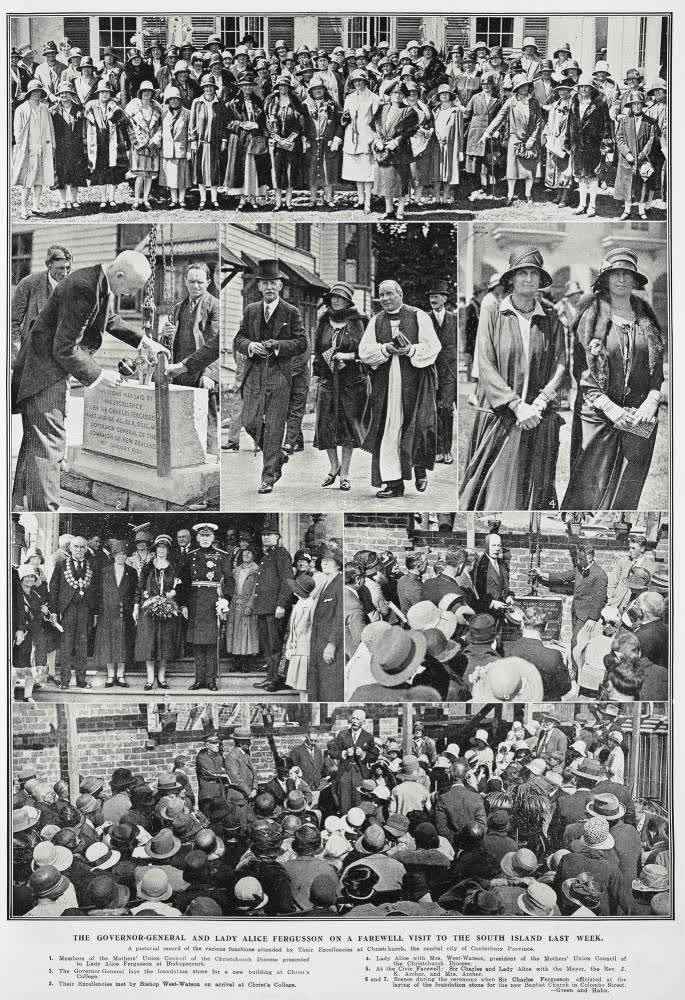 The Governor -General and Lady Alice Fergusson on a farewell visit to the South Island last week, 1930