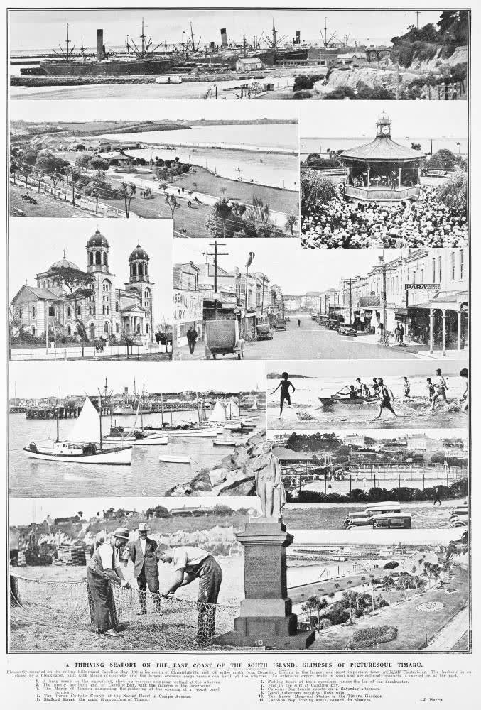 A thriving seaport on the East Coast of the South Island: glimpses of picturesque Timaru, 1930