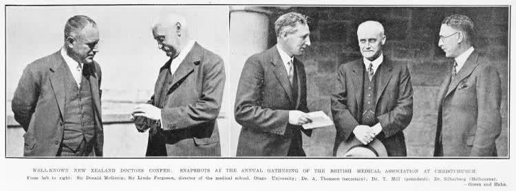 Well-known New Zealand doctors confer: snapshots at the annual gathering of the British Medical Association at Christchurch, 1930