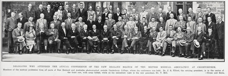 Delegates who attended the annual conference of the New Zealand branch of the British Medical Association at Christchurch, 1930