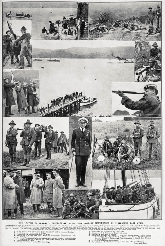 The 'Battle of Akaroa': spectacular naval and military manoeuvres in Canterbury last week, 1930