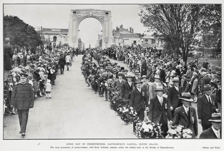 Anzac Day in Christchurch, Canterbury's capital, South Island, 1930