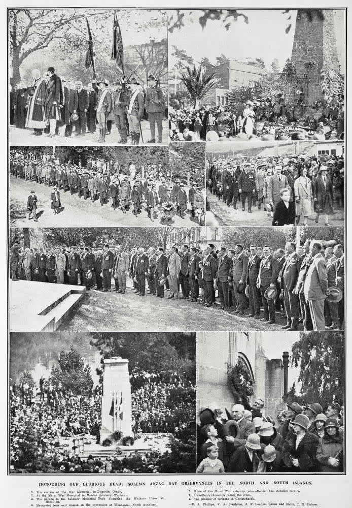 Honouring our glorious dead: solemn Anzac Day observances in the North and South Island, 1930