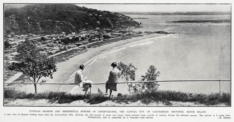 Popular seaside and residential suburb of Christchurch, the capital city of Canterbury Province, South Island, 1930