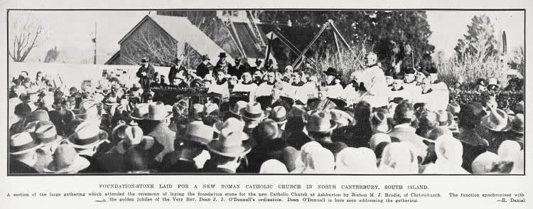Foundation-stone laid for a new Roman Catholic Church in North Canterbury, South Island, 1930