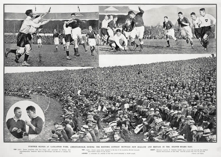 Further scenes at Lancaster Park, Christchurch, during the historic contest between New Zealand and Britain in the second rugby test, 1930