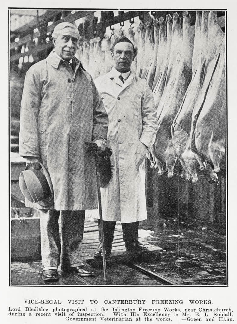 Vice-Regal visit to Canterbury freezing works, 1930