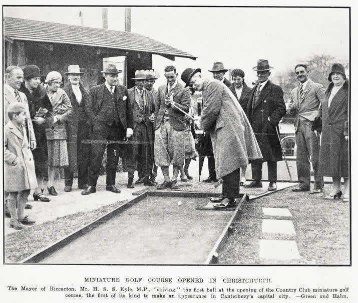 Miniature golf course opened in Christchurch, 1930