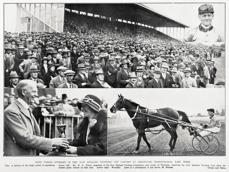 Keen Public Interest in the New Zealand Trotting Cup Contest At Addington, Christchurch, Last Week, 1930