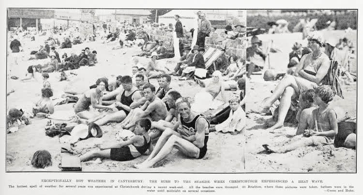Exceptionally hot weather in Canterbury: the rush to the seaside when Christchurch experienced a heat wave, 1931