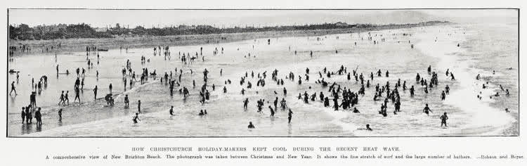 How Christchurch holiday-makers kept cool during the recent heat wave, 1931