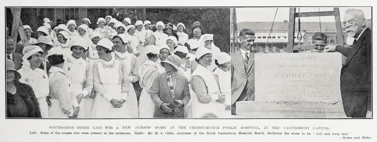 Foundation stone laid for a new Nurses' Home at the Christchurch Public Hospital in the Canterbury Capital, 1931