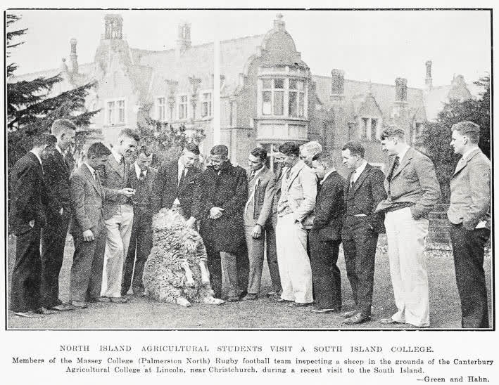 North Island agricultural students visit a South Island College, 1931