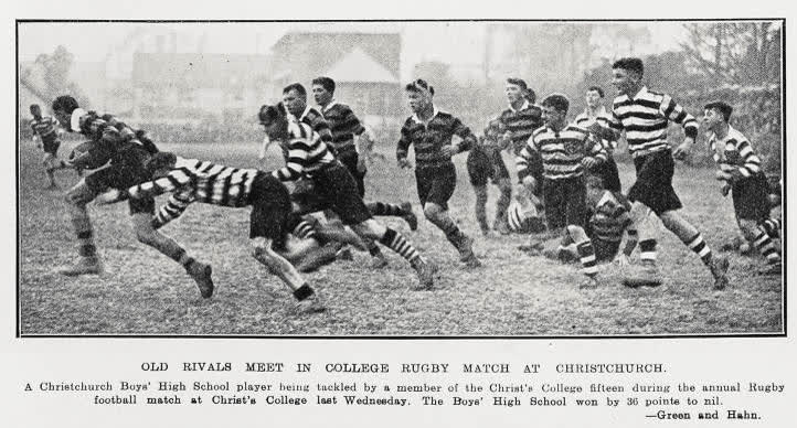 Old rivals meet in college rugby match at Christchurch, 1931