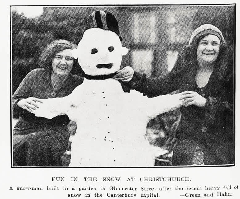 Fun in the snow at Christchurch, 1931