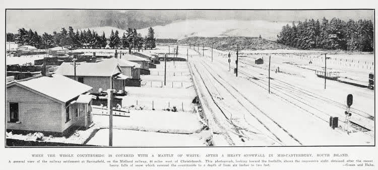 When the whole countryside is covered with a mantle of white: after a heavy snowfall in mid-Canterbury South Island, 1931