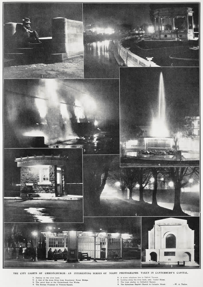 The city lights of Christchurch: an interesting series of night photographs taken in Canterbury's capital, 1931