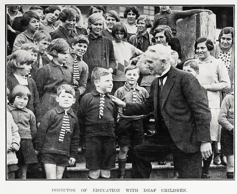 Director of Education with deaf children, 1931