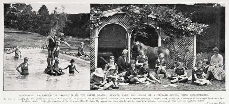 Interesting Experiment In Education in the South Island: Summer Camp For Pupils of a Private School Near Christchurch, 1931