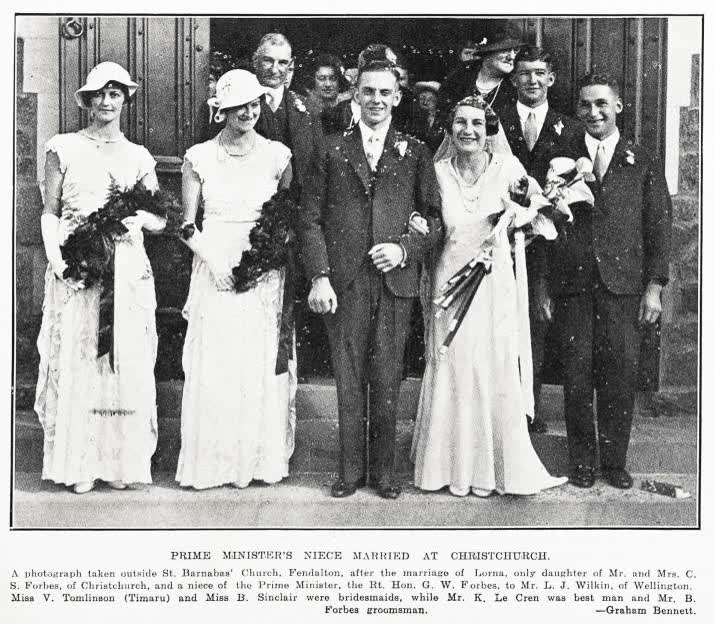 Prime minister's niece married at Christchurch, 1932