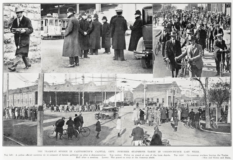 The tramway strike in Canterbury's capital city: further snapshots taken in Christchurch last week, 1932