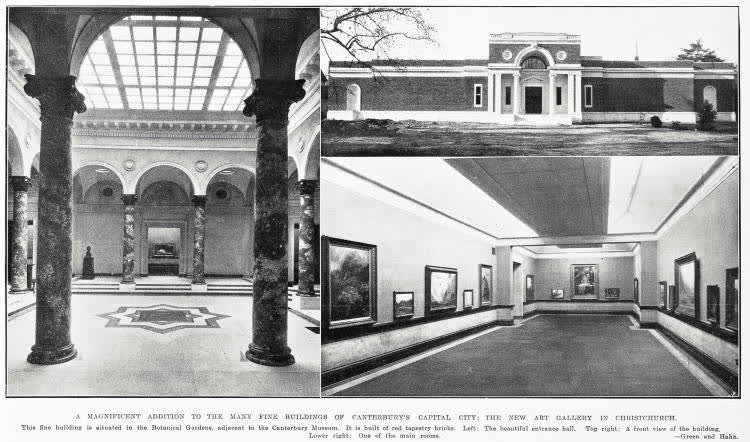 A magnificent addition to the many fine buildings of Canterbury's capital city: the new art gallery in Christchurch, 1932