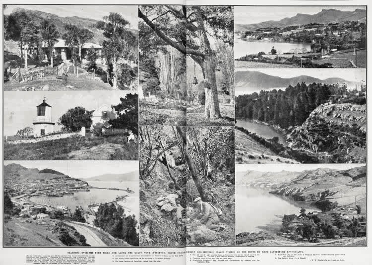 Tramping over the Port Hills and along the coast near Lyttelton, South Island, 1932