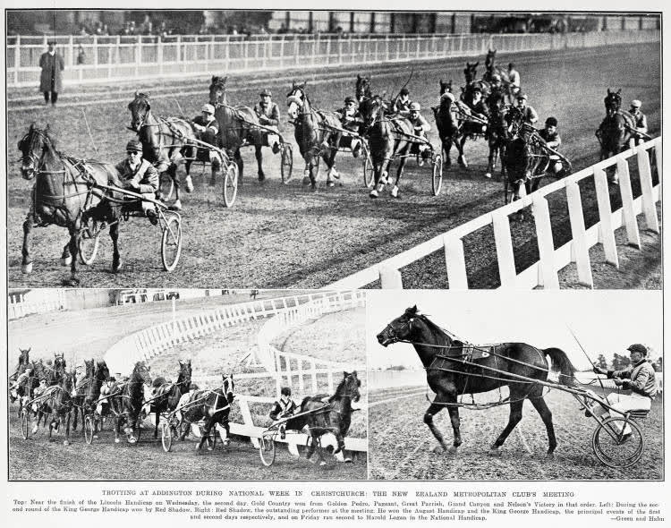 Trotting at Addington during national week in Christchurch: the New Zealand metropolitan club's meeting, 1932