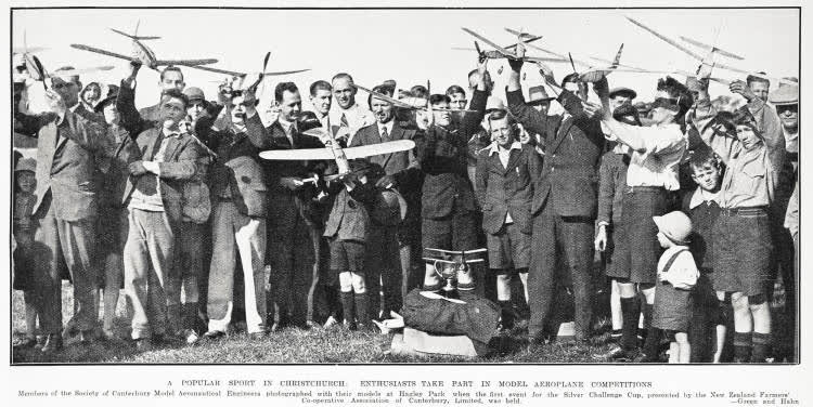 A popular sport in Christchurch: enthusiasts take part in model aeroplane competitions, 1932