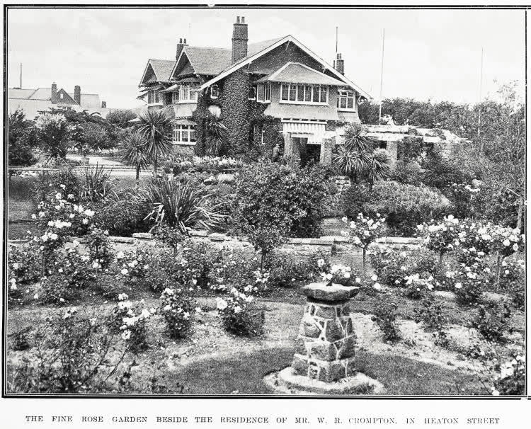 The fine rose garden beside the residence of Mr. W. R. Crompton in Healton Street, 1932