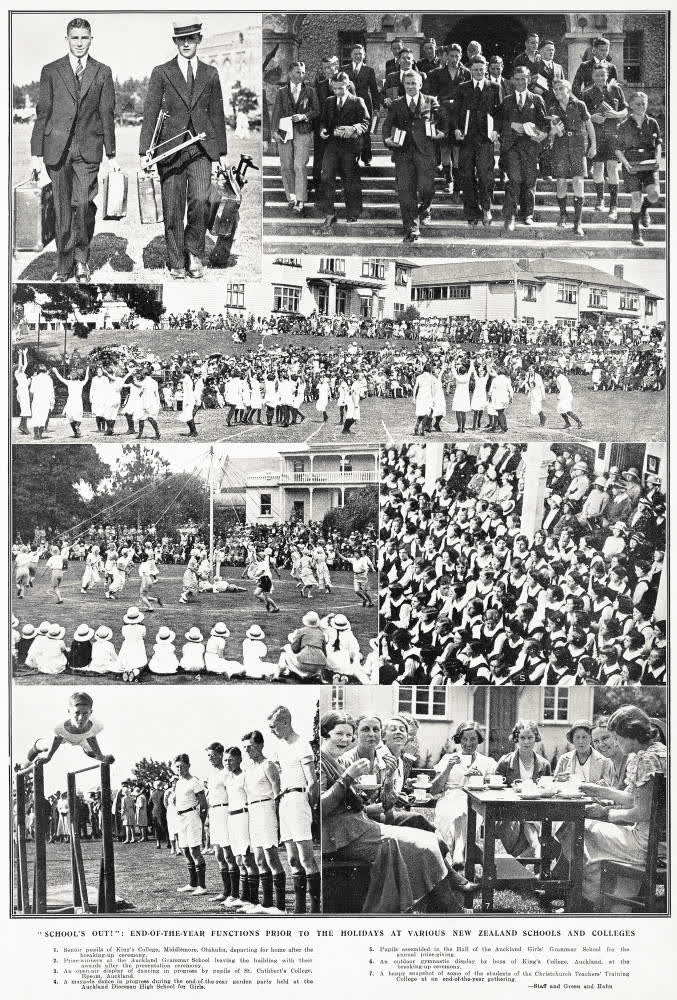 'School's out!': end-of-the-year functions prior to the holidays at various New Zealand schools and colleges, 1932