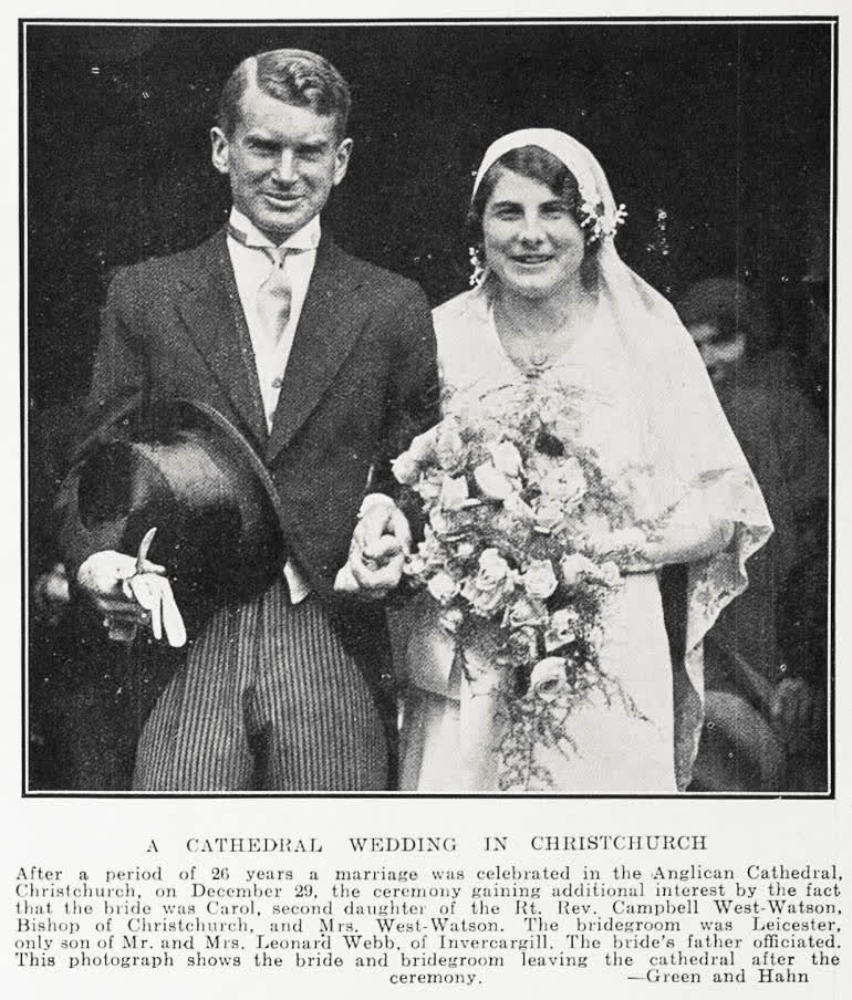 A cathedral wedding in Christchurch, 1933