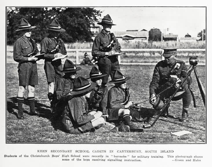 Keen secondary school cadets in Canterbury, South Island, 1933