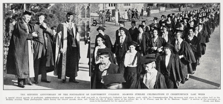 The sixtieth anniversary of the foundation of Canterbury College: Diamond jubilee celebrations in Christchurch last week, 1933