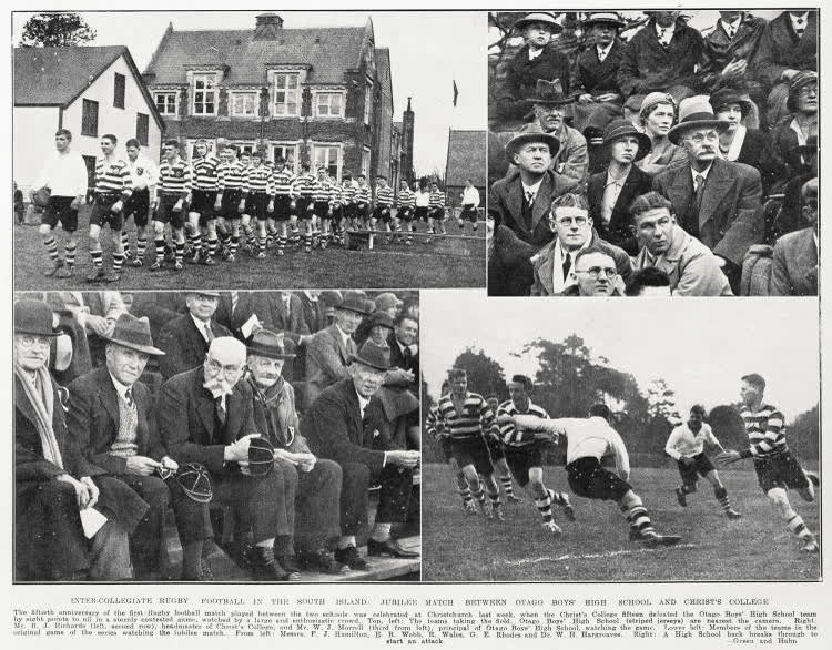 Inter-collegiate rugby football in the South Island: jubilee match between Otago Boys' High School and Christ's College, 1933