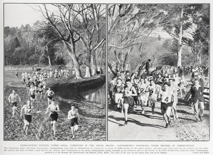 Cross-country running under ideal conditions in the South Island: Canterbury's provincial titles decided at Christchurch, 1933