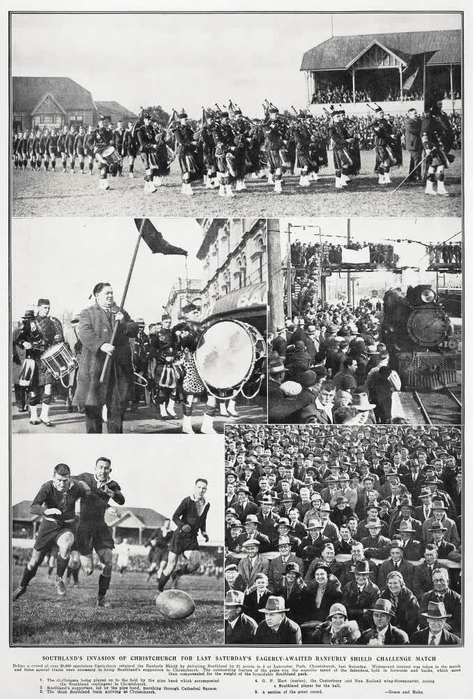 Southland's invasion of Christchurch for last Saturday's eagerly awaited Ranfurly Shield challenge match, 1933