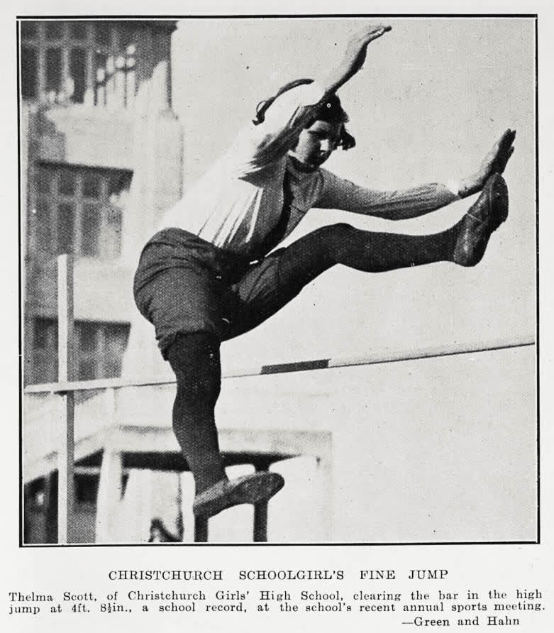 Christchurch schoolgirl's fine jump, 1933