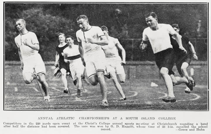 Annual athletic championships at a South Island college, 1933